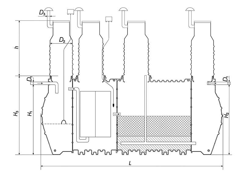 Схема ливневой канализации из отдельных модулей